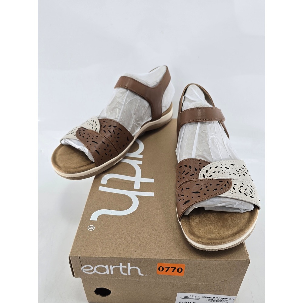 Earth Origins‎ Etsylo Sandals Womens 9.5 Brown Leather Laser Cut - New